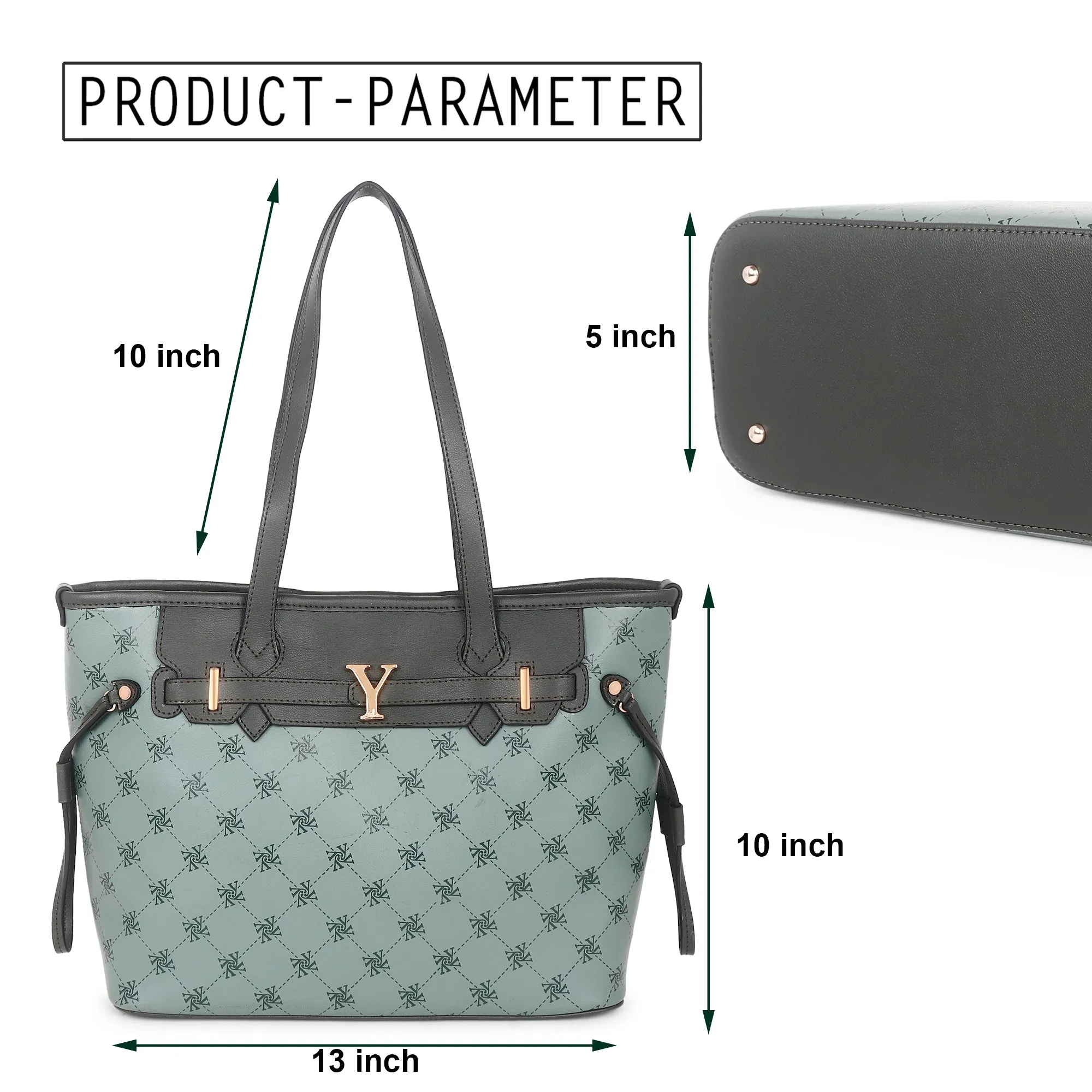 Yelloe Iconic Printed Tote Bag Green
