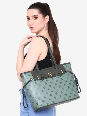 Yelloe Iconic Printed Tote Bag Green